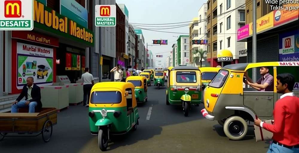 Mumbai Masters Street Scene Mumbai Masters gameplay showing a busy street scene with local vendors, autorickshaws and pedestrians