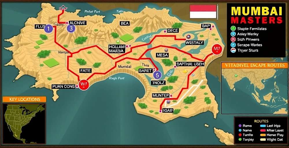 Mumbai Masters Strategic Map Mumbai Masters map showing key locations and strategic escape routes