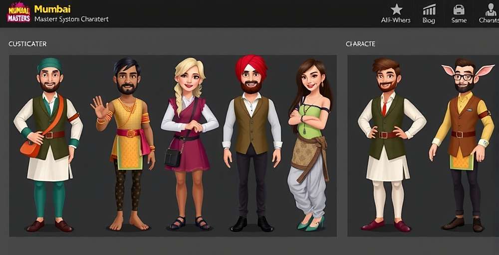 Mumbai Masters Character Customization Mumbai Masters character customization screen showing diverse characters in traditional and modern Mumbai attire